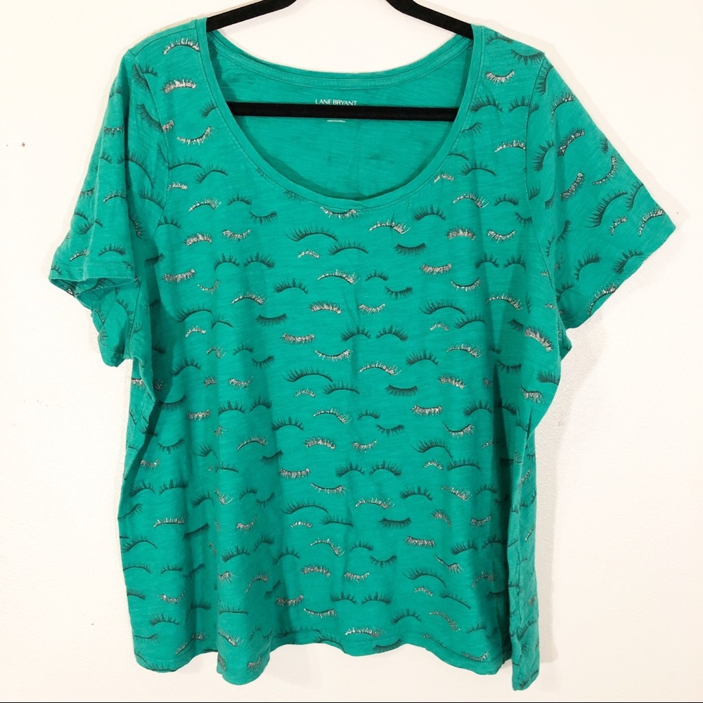 Lane Bryant Green Eyelash Print Tee Size 22/24W